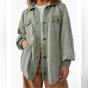 Free People Ruby Shacket in Jaded Green